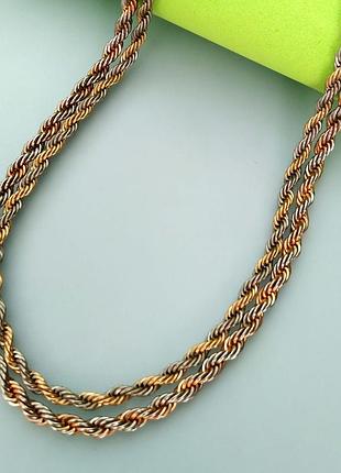 Два кручені ланцюжки срібло із золотом 47 см, вінтаж