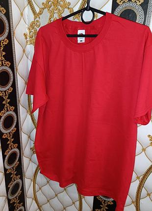 Червона футболка якісна бавовна базова оверсайз