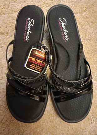 Шлепанцы женские на танкетке skechers, 39