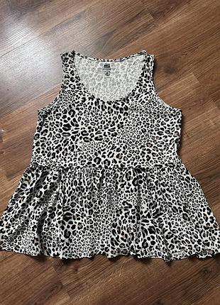 Майка блуза котонова леопардовий принт розклешона