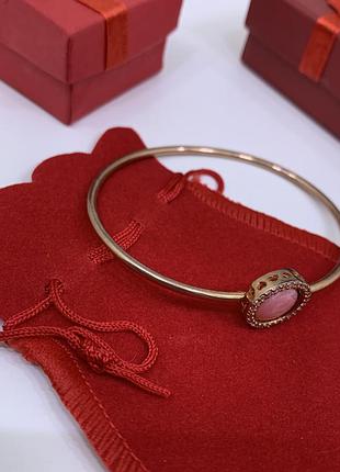 Браслет розовое золото пандора серебро проба 925 бангл с розовой эмалью2 фото