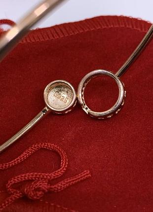 Браслет розовое золото пандора серебро проба 925 бангл с розовой эмалью5 фото