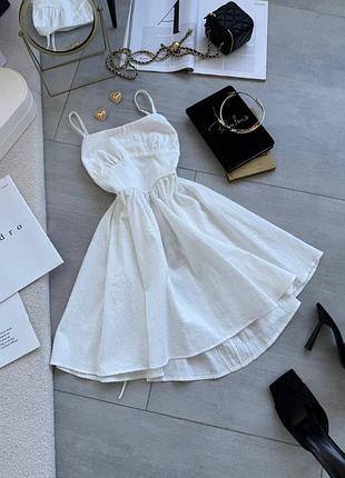 Женское летнее платье-платье льняное из натуральной ткани фактурного льна открытой спиной белое розовое