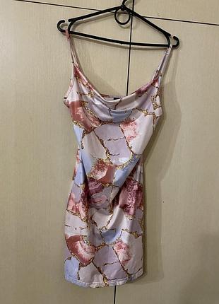 Сукня міні на тонких брітелях регуляторах яскрава з мікрофібри спандексу shein s