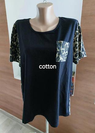 🩵🐯💚 суперская комбинированная с принтом леопард футболка