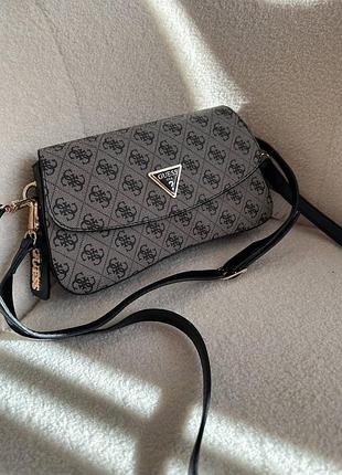 Сумка жіноча saddle bag with strap grey oblique jacquard
