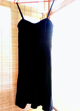 Платье сарафан 10 с черное плотное трикотаж деми, молния, тонкие бретели