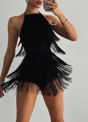 Распродажа комбез prettylittlething ромпер платье с шортами бахрома открытая спина