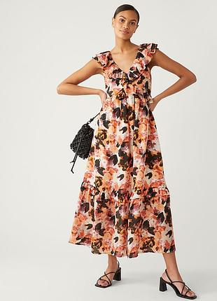 M&amp;s платье - сарафан макси,с цветочным принтом на подкладке,длинное платье