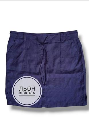 Женская льняная юбка с карманами
