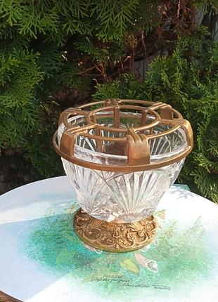 Роузбол антик из настоящего хрусталя и бронзы . франция