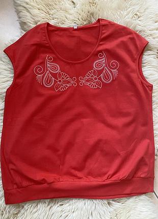 Нова жіноча футболка білизна червоного кольору з вишивкою з квітами квітковий малюнок
