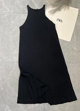Довга чорна сукня zara длинное черное платье zara