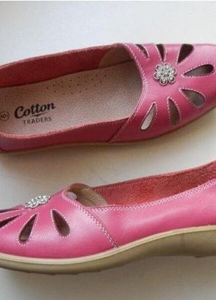 Кожаные балетки босоножки,туфли cotton traders розового цвета