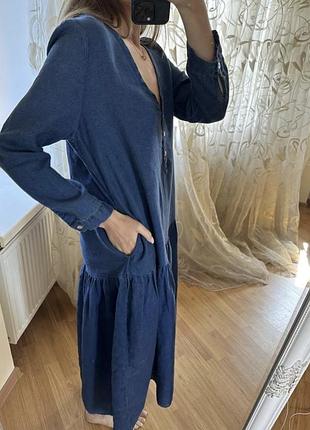 Лляне плаття міді льон zara 2