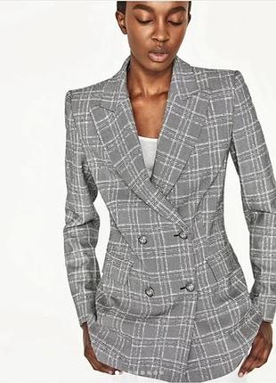 Культовый пиджак/жакет в клетку zara. оригинал. испания.