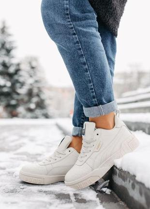 Кроссовки с мехом puma cali женские белые3 фото