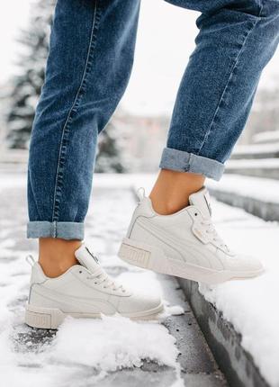 Кроссовки с мехом puma cali женские белые2 фото