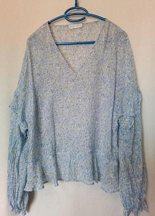 Нежная легкая романтичная блуза с рюшами из вискозы primark р.44/