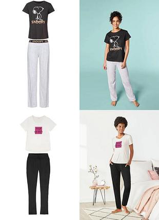 Женская пижама, домашний костюм, футболка +брюки esmara peanuts размер s m