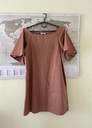 Шикарне котонове плаття сукня італія motel кофейне коричневе світле гарне коротке