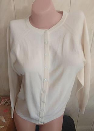Кофта на пуговицах кардиган полушерсть кремовый