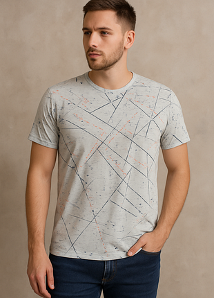 Новая мужская футболка cresto xl, 100% коттон, туречка, светло-серая с принтом