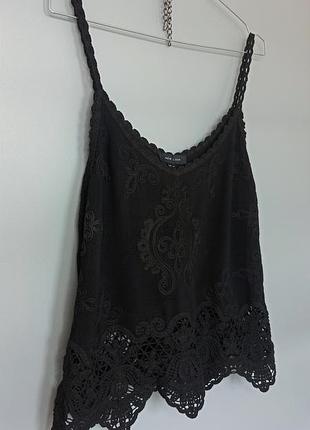 🪽▪️new look топ майка вискоза хлопок ▫️🪽комфортный черный базовый top блуза база кружево на бретелях