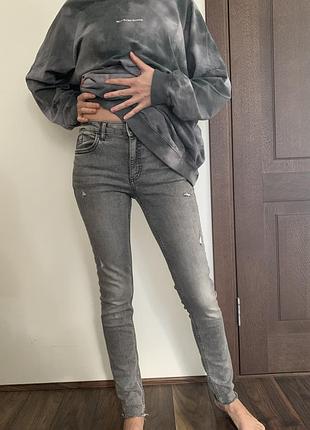 Сірі стрейчеві джинси прямі (slim) esprit