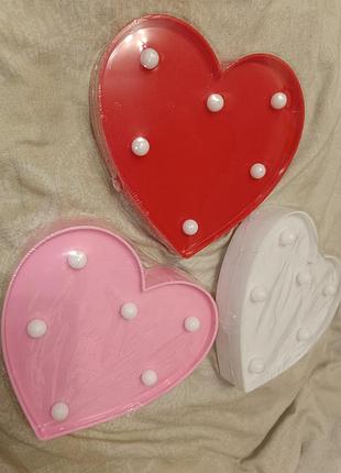 Светильник лампа фонарик розовый ночник сердце сердечко