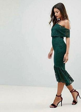 Нова мереживна сукня asos design смарагдового кольору