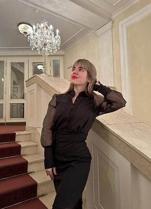 Сукня з прозорими рукавами