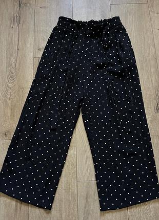 Брюки zara кюлоти в горох на зав’язку