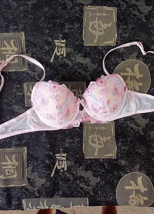 Новый бюстгальтер розовый с кружевом р.36/в 80/в