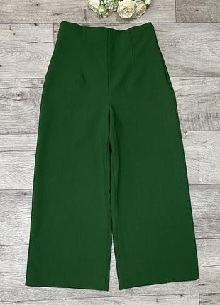 Зеленые кюлоты, брюки плаццо zara, р.s-m