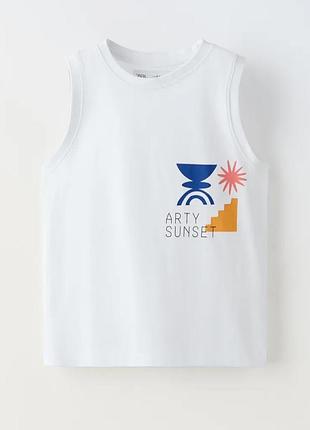 Новая белая майка для мальчика zara 6-7 лет 120 см.