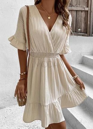 Сукня пісочного кольору,жата тканина,розмір s