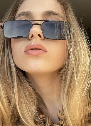 Класичні ретро металеві прямокутні сонцезахисні окуляри чорні