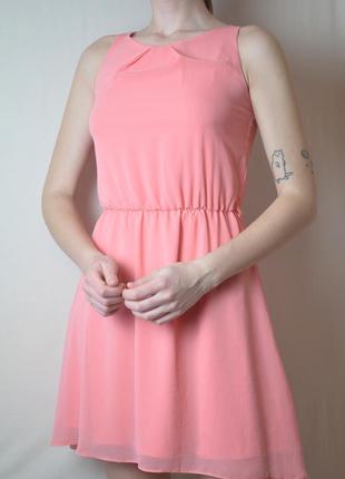 Шикарное шифоновое розовое платье на резинке нежное мини летнее зефирное скидки 1+1=33 фото