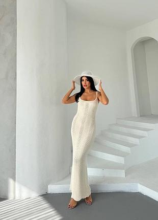 Жіноча сукня довга сарафан на бретельках трикотаж плаття літнє вʼязане
