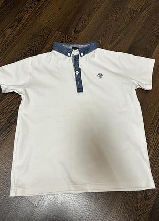 Поло біле з коміром сірим