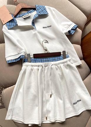 Преміальний брендовий жіночий костюм зі спідницею поло