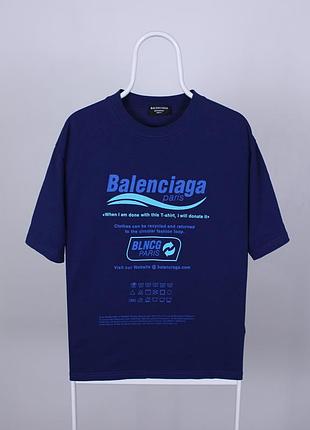 Balenciaga мужская футболка с большим лого хс с синяя