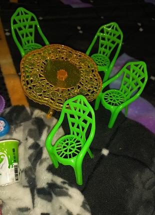 Мебель столик стульчики еда для кукол лол барби