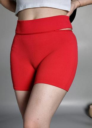 Велошорти жіночі h&m, червоні, m/l, ребриста тканина, мінімум швів