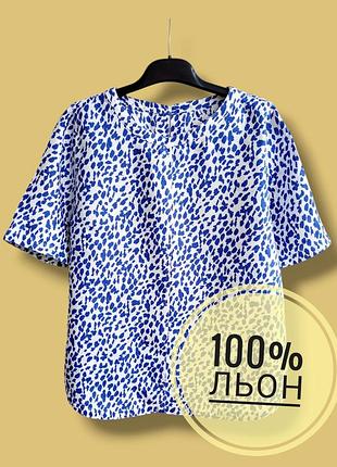 Льняная блуза у леопардовый принт mark & spencer.