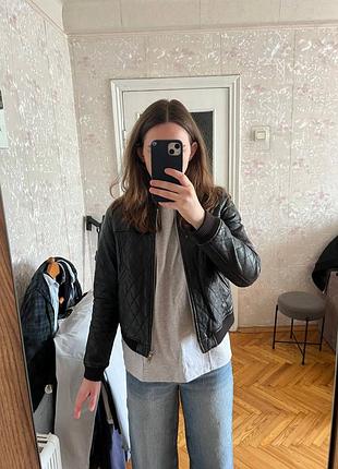Шкіряна куртка бомбер zara