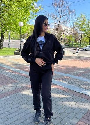 Костюм спортивний жіночий  трикотаж двонитка чорний