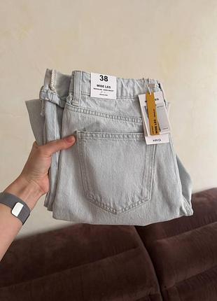 Джинси світлі на літо з розрізами на талії висока посадка широкі wide legs mango манго 38