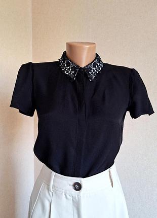 Сорочка блузка з мереживним коміром gok wan for tu блуза блузка чорна в стилі венсдей wednesday